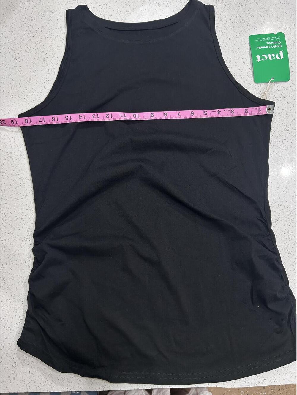 Pact Organic Cotton Black Maternity Ruched Tank Top NWT Large - Picture 2 of 9